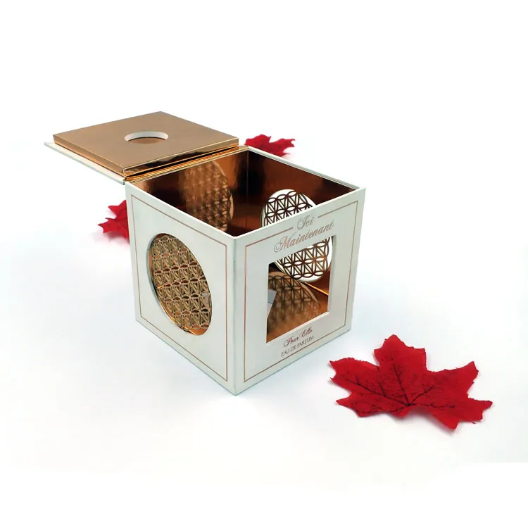 Flip-Top Perfume Gift Box With Cut-Out Window Design